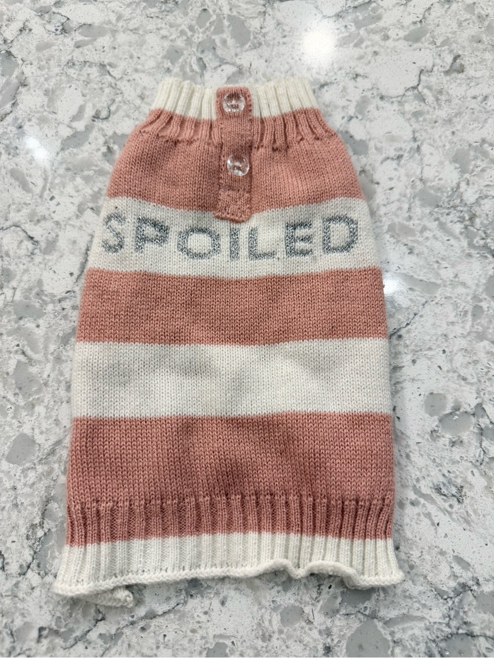 Pet Striped 'Spoiled' Knit Sweater - Pink & Cream